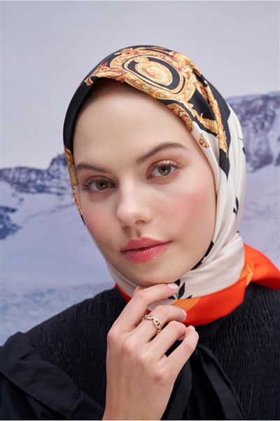 carell Twill Scarf Italian Pattern Orange