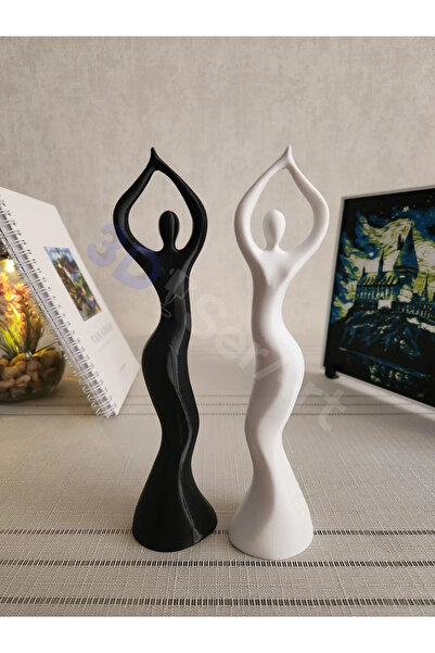 3D SerArt Dans Eden Kadın Heykeli 2'li İskandinav Tarzı Biblo Heykel Figür De...