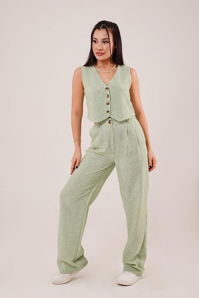 Hipo Trend Mint İkimetre Technical Linen Vest and Pants Set