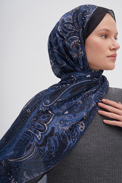 carell Diamond Navy Blue Nilla Cotton Shawl