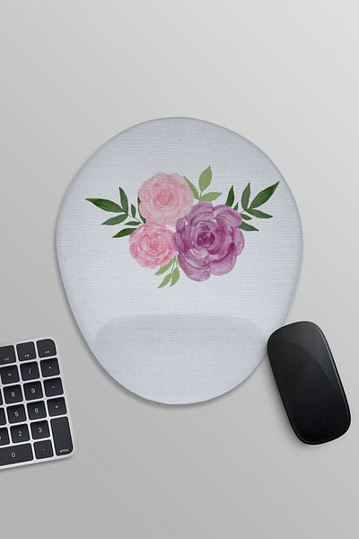 qoeuyl boutique Πολύχρωμα τριαντάφυλλα με στάμπα οβάλ ποντικιού με στήριγμα καρπού