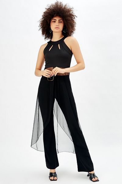 Sense Chiffon Diver Blouse Evening Dress Blouse Black
