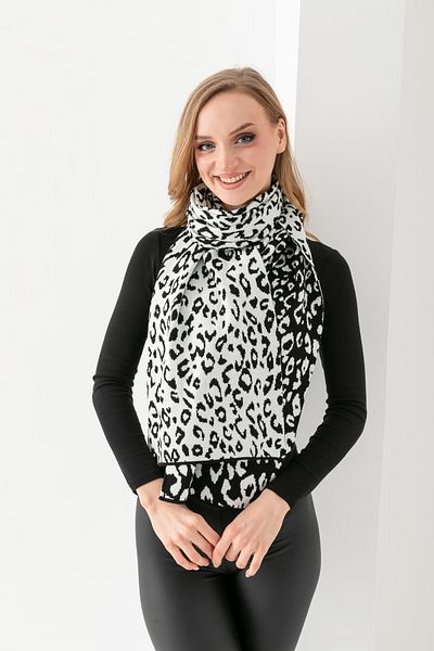 VEGA MODA Tricotaj cu imprimeu leopard Eșarfă pentru femei - Eșarfă tricotată cu textura moale