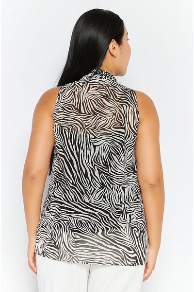 Michael Kors Women Round Neck Sleeveless Allover Print Top, Black