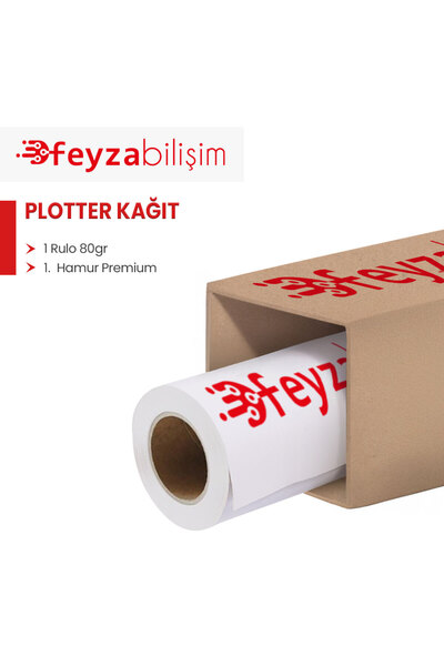 feyzabilişim ® 1.Hamur Premium Opak 80 gr Plotter (Çizim) Kağıdı 31cm x 50mt ...