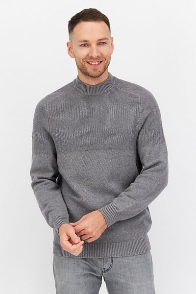 Lyle & Scott Men Crew Neck Textured Sweaters, Grey
