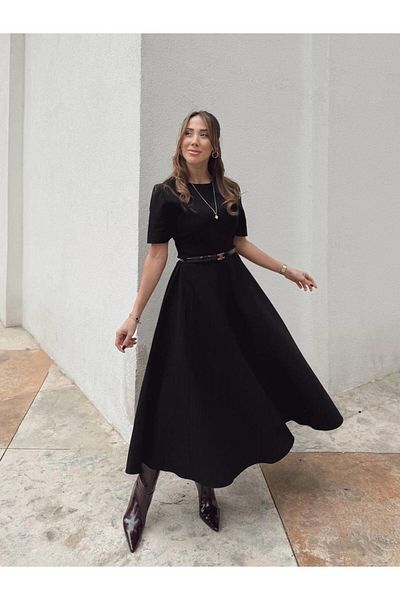 Maldia Shop Γυναικείο μαύρο φόρεμα Princess Oversized Maxi
