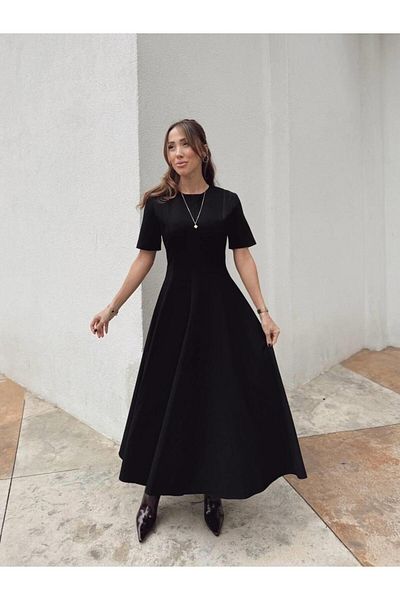 Maldia Shop Γυναικείο μαύρο φόρεμα Princess Oversized Maxi