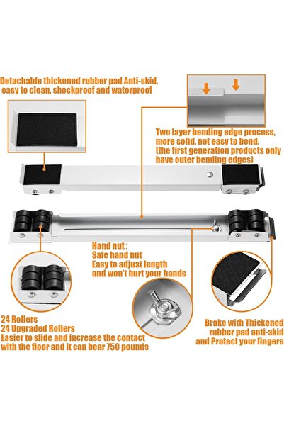 AWH Heavy Duty Appliance Rollers – Extendable Base for Washers,Dryers,Fridges & More,1100 LB, White