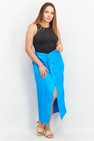 NA-KD Women Solid Maxi Skirt, Blue