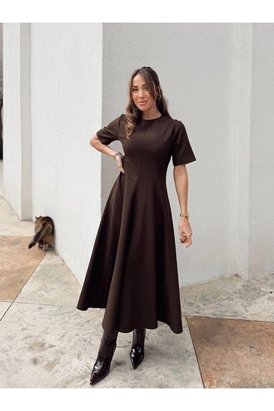 Maldia Shop Γυναικείο φόρεμα μάξι μήκους Flared Princess Brown
