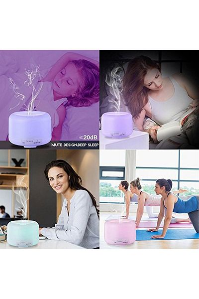 COOYA مرطب هواء محمول، 500 مل، 7 ألوان LED، إيقاف تشغيل تلقائي بدون ماء، هادئ للغاية، للمنزل، أبيض