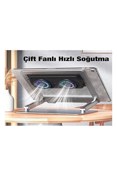 coofbe Çift Fanlı RGB Işıklı Yükseklik Ayarlı Notebook Soğutucu