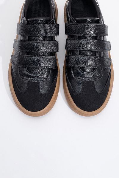 LuviShoes Salva Black Patterned Velcro Women's Sneakers