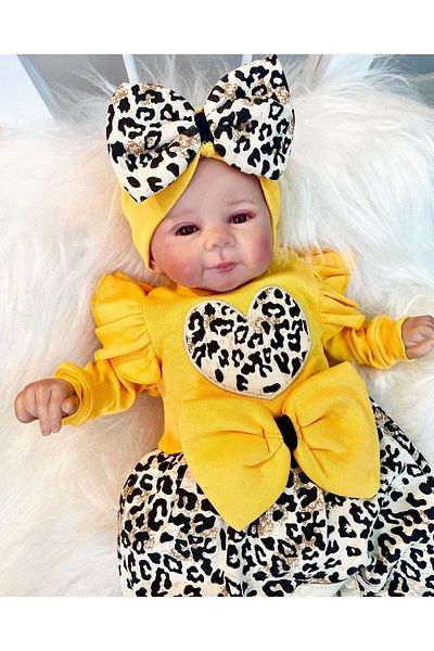 Babydonat 100% Cotton Set with Bow and Leopard Pattern for Baby Girl