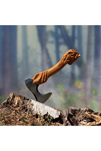 PALTA OUTDOOR Özel At Başlı Balta Tasarım Tescilli Kamp Baltası Hakiki Deri Kılıf Hediyeli Ceviz Ağacı Saplı