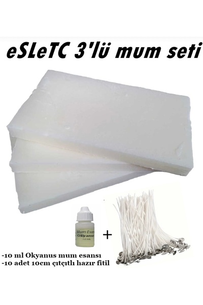 Candle Making Set Paraffin Wax 1 kg + Ocean Candle Essence 10ml + 10 Wicks 10cm