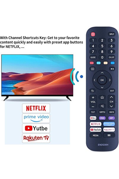 AWH Universal Remote for Hisense VIDAA TV EN2G30H/EN2A30 with Netflix,Prime Video,YouTube&RakutenTV