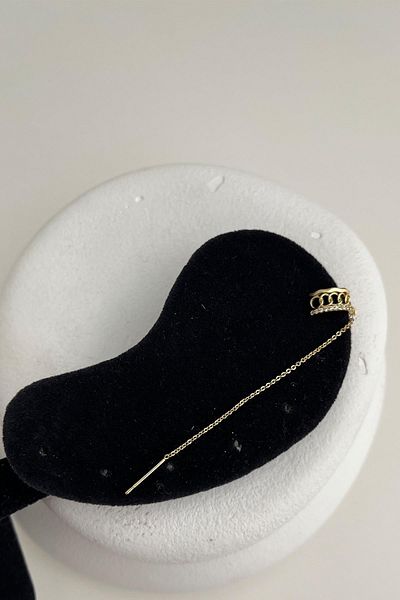 Modex Stone Detailed Chain Cartilage Earrings