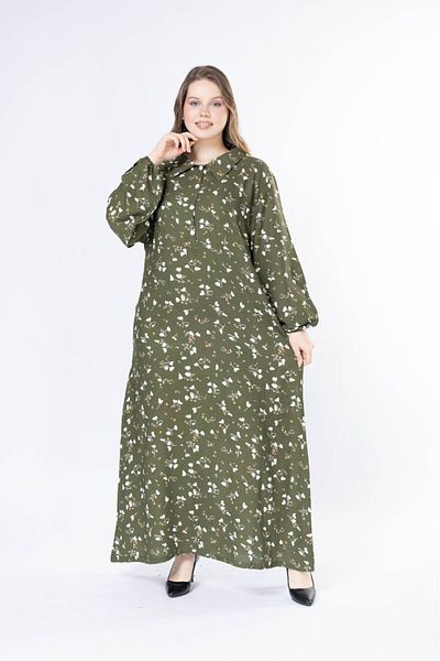 mervemoda Women's long plus size woven viscose dress