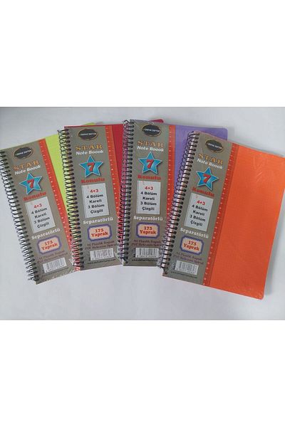 Defne A4 Size 175 Sheets 4 Sections Plastic Cover Notebook