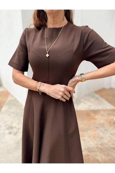 Maldia Shop Dámské maxi dlouhé rozšířené princeznovské hnědé šaty