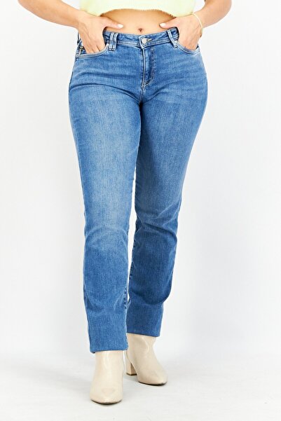 edc Women Straight Fit Washed Stretchable Jeans, Blue