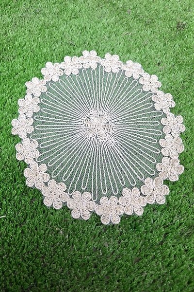 Emtory Home 6 Pieces Tasnime Model Gold Floral Coasters & Cocktail Napkins - Dowry Guipure Lace