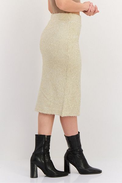 Guess Women Textured Midi Skirt, Gold