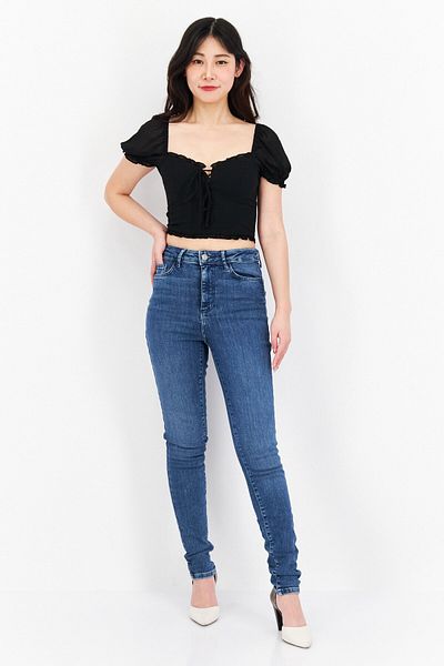 Aware by Vero Moda Kadın سكيني فيت Yıkanmış Esnek Kot Pantolon, Mavi
