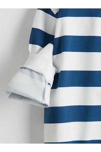 LC Waikiki Lcw Kids Beige Stand Collar Striped Baby Boy Sweatshirt