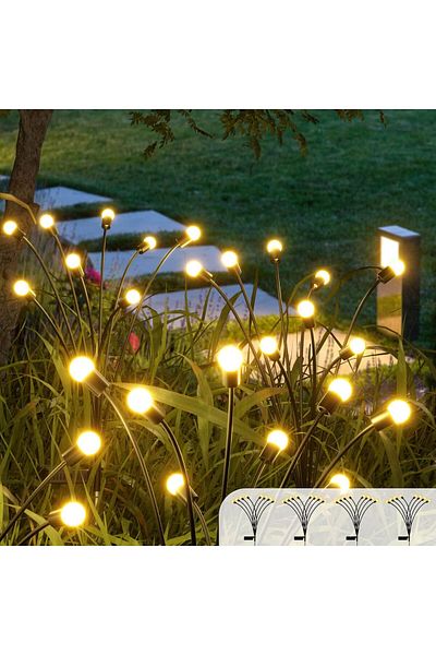 AWH 4-Pack 8LED Solar Firefly Lights, Waterproof Starburst Swaying Garden Lights for Outdoor Decor