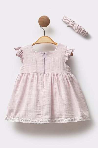 Cassiope Lace Detailed Muslin Fabric Birthday Special Occasion Baby Girl Dress