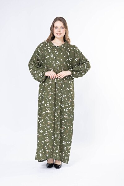 mervemoda Women's long plus size woven viscose dress