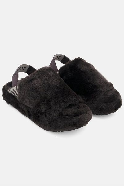 Toms Women Faux Fur Slingback Sandals, Black