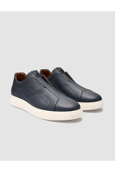 Cabani 100% Genuine Leather Navy Blue Men's Sneakers