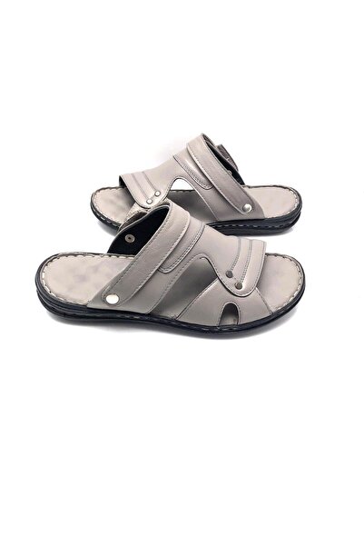 UMUT AYAKKABI Genuine Leather Orthopedic Massage Men's Slippers