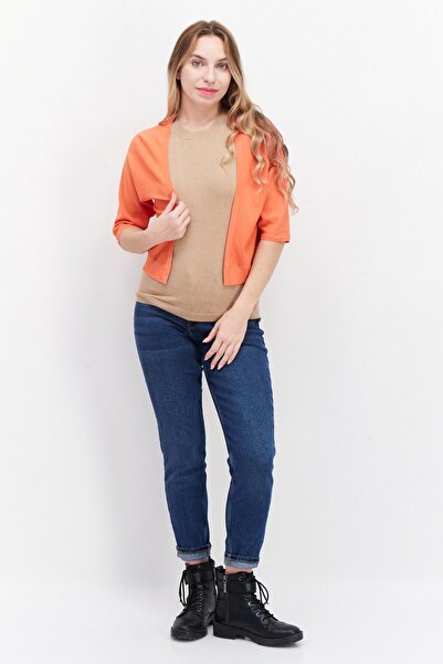 TAIFUN Women Open Front Textured Cardigan, Red