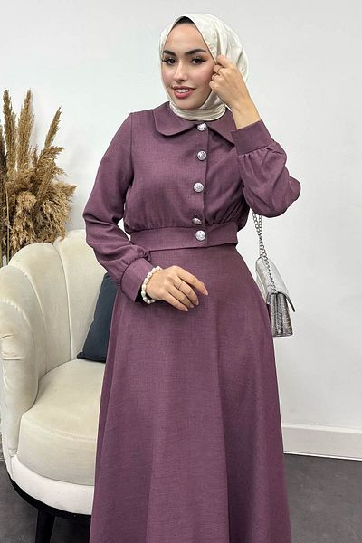 Tesettür Diyarı Women's Nadide Sofia Linen Skirt Suit