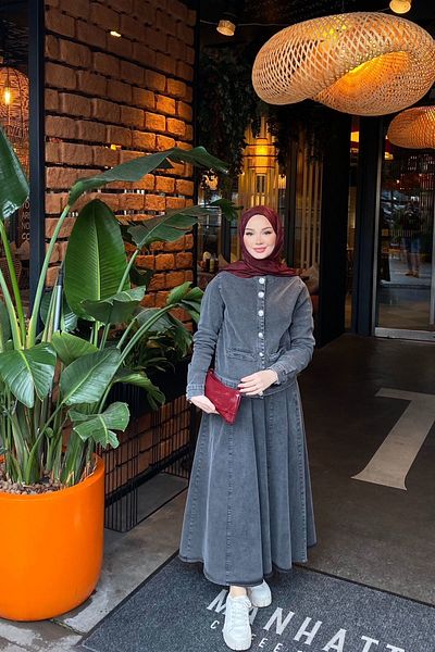 SİNDAL Skirted Denim Suit 62-02816 Antrast Model