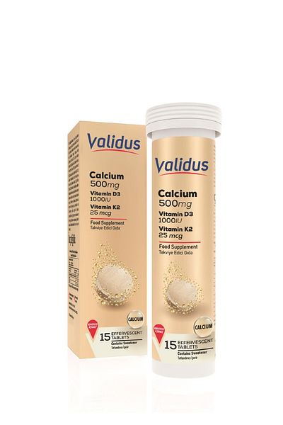 Validus أوستيو كالسيوم + فيتامين د3 + فيتامين ك2 قرص فوار
