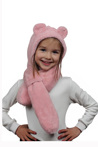 İpek Tekstil Winter Bear Hat Kerchief Versatile Cute Plush Ear Protection Scarf