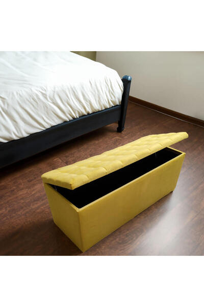 Homelux Bench with storage space COZY, 120x42x46 cm, velvet, mustard yellow