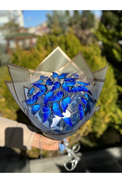 Rosa Design Mavi Kelebek Buketi Led Işıklı,hediyelik Buket