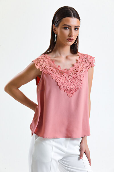 Sense Δαντελένια Μπλούζα Πούδρα