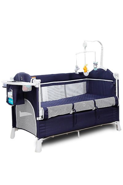 TEKNUM 4 in 1 Baby Bedside Co - Sleeper Bassinet and Playpen wt Rocker Navy Blue