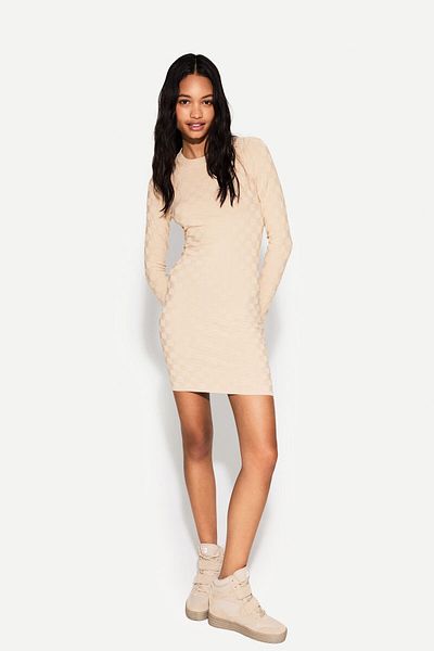 Bershka Textured Check Mini Dress Ramadan