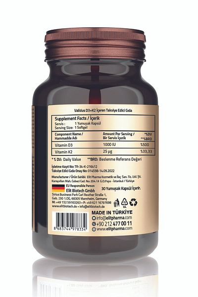 Validus Vitamin D3 and K2 - 30 Softgel Set