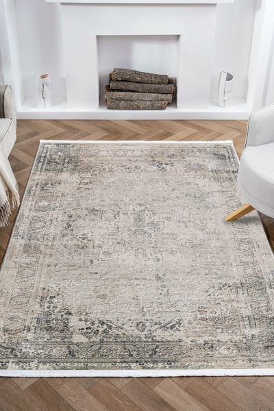 KREASYON HALI Nazende NZ004 Bej Yumuşak Dokulu Salon Mutfak Koridor Oturma Odası Yolluk Halı Makine Halısı