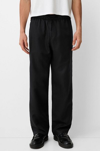 Bershka Wide-leg Rustic Linen Blend Trousers Ramadan